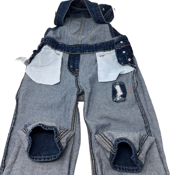 VTG Jordache Y2K Fall Leaves Patches Denim Overalls Size 7 8 Medium - Picture 11 of 14